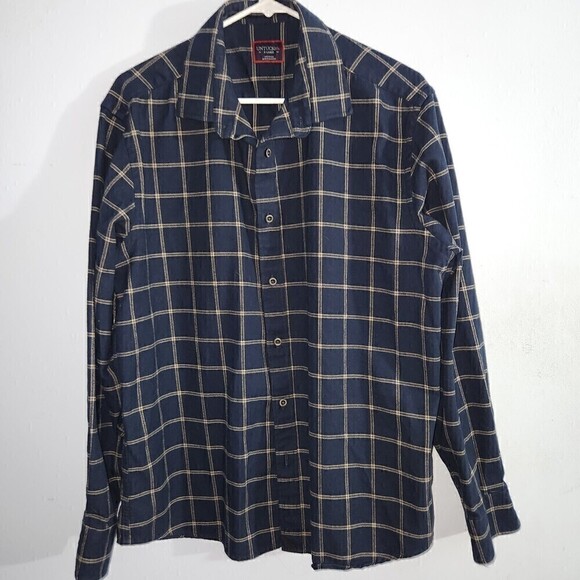 Untuckit Long Sleeve Button Up Flannel Shirt Blue Plaid Men’s Size XL - Picture 1 of 3